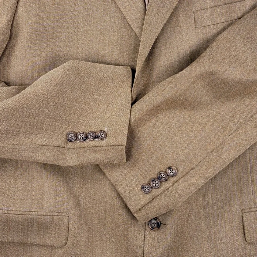 Burberry London 2019 Mens 46R Blazer Tan 100% Wool 2 Button Modern Sport Coat